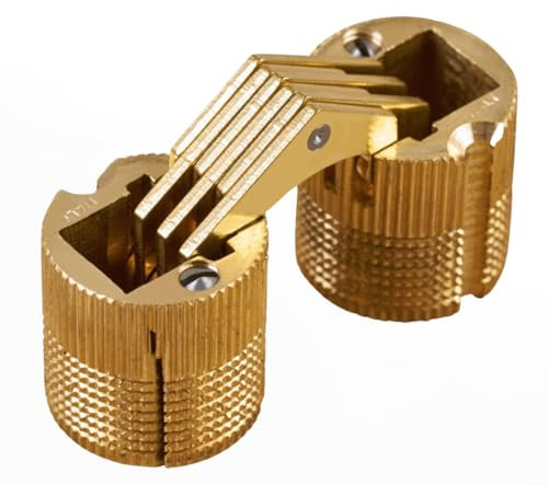 Gedotec Scharniere - verdecktes Einbohrscharnier | 1 Stück Möbelscharnier aus Messing | ZYSA | Einbohrband für Holz-Dicke 31-40 mm | Schrankscharnier rund für Bohr-Ø: 24 mm | Öffnungswinkel 180°