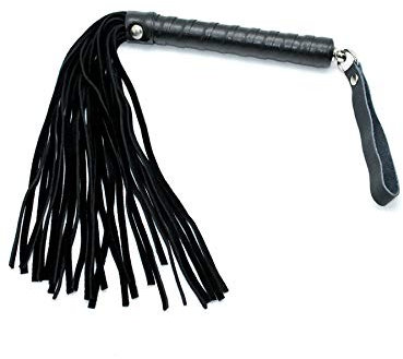 Rimba Bondage Play Látigo de cuero Negro 35 cm