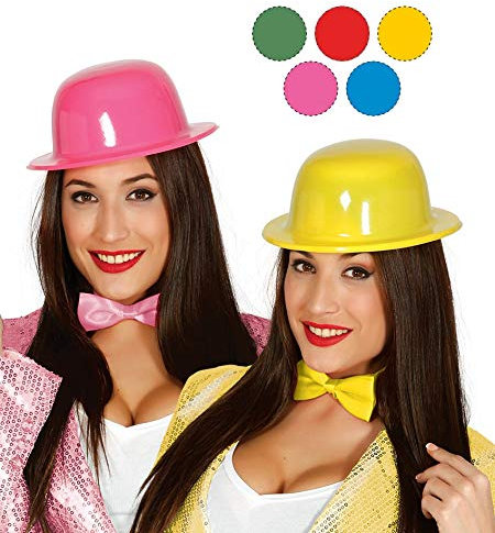 Chapeau melon en plastique coloré rose