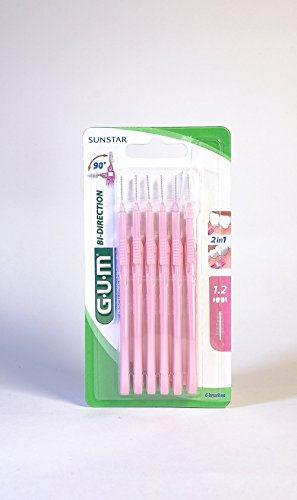 GUM Bi-Direction Interdentale Spazzole 6 pezzi rosa 1,2 mm