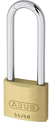 Abus Vorhängeschloss 55/40 - Messing, 40 mm, gleichschließend, Stahl | Massiver Messing-Schlosskörper, gehärteter Stahlbügel, Präzisionszylinder mit Pilzkopfstiften, automatische Verriegelung