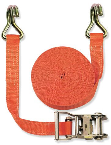 Braun 1000-2-600+3040 Spanngurt 2000 daN, zweiteilig, für Profis und Privattransport, nach DIN EN 12195-2, Farbe orange, 6 m Länge, 35mm Bandreite mit Ratsche und 2-Strang Spitzhaken