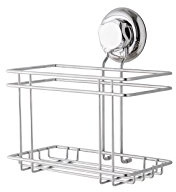 Compactor RAN4682 Shower-Caddy-Verdichter, Wandhalterung, Saugnapfhalterung, Tragfähigkeit bis 6 kg, rostfrei, Chrom Metall, 18,5 x 13,2 x 20,3 cm Höhe