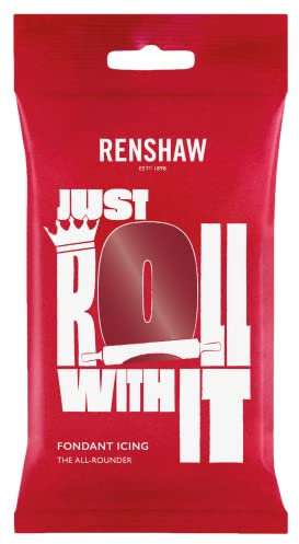 Renshaw - Fondant Ruby Red 250g, Pâte à Sucre Prêt à l'Emploi, Optimal pour Recouvrir et Décorer Gâteaux, Cupcakes et Biscuits, Rouge coquelicot, 250 g
