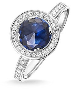 THOMAS SABO Damen-Ring Luna 925 Sterling Silber Zirkonia dunkelblau Gr. 54 (17.2) TR1971-050-32-54