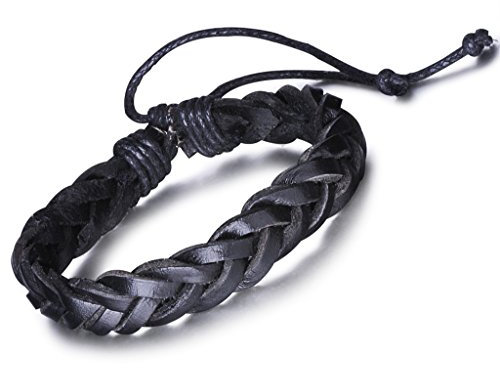 Infinite U Casual Simple Womens Mens Leather Braided Bracelet Woven Wrap Surfer Cuff Bangle Rope Wristband, 17-27cm Adjustable