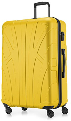 suitline - großer Hartschalen-Koffer Koffer Trolley Rollkoffer XL Reisekoffer, TSA, 76 cm, ca. 96-110 Liter, 100% ABS Matt, Gelb