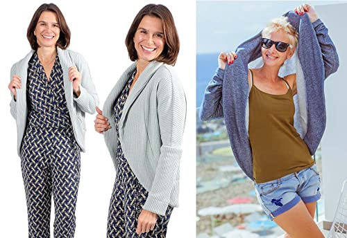 Zierstoff einfach nähen Schnittmuster auf Papier für einen Bolero, legere Jacke Melissa, Gr. 158 bis Damengr. 46