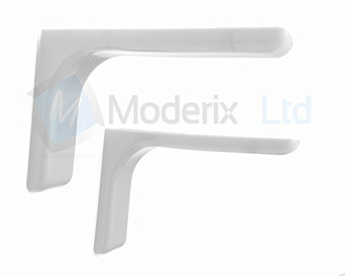 Staffe di supporto per mensola con coperture, 120 mm, fissaggi nascosti/invisibili, colore bianco, metallo, 2 pairs