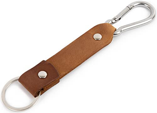 Braunes und hellbraunes Leder Karabiner Schlüsselanhänger Ringhalter Klammer Schlüssel Karabiner-haken Geschenk Schlüsselband Anhänger