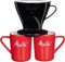 Melitta Kit de Filtration Manuelle, 1 Porte-filtre de Taille 1x4, 2 Mugs en Porcelaine (290 ml), 5 Filtres à Café 1x4, Pour Over, Noir