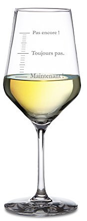 AMAVEL - Verre à vin Blanc avec Gravure - Unités de Mesure - Pas Encore - Verre à vin comme baromètre d'humeur - Cadeau pour Femmes - Cadeau de Noël - Cadeau de fête des mères - Standard