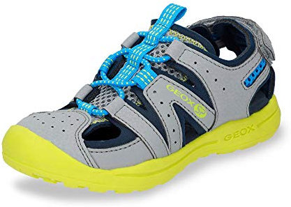 Geox VANIETT Boy J925XA Jungen Trekking Sandalen,Kinder Outdoor-Sandale,Sport-Sandale,geschlossener Zehenbereich,Grey/Lime,32