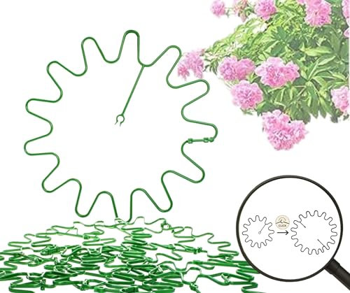 ARPON Staudenhalter rund 10 Stück – Einstellbare Blumenstütze & Pflanzenstütze Ø 21,5 cm – Ideal als Hortensien Stütze, Strauchstütze, Staudenstütze & robuster Blumenhalter im Garten
