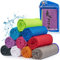 Fit-Flip Airflip Kühltuch - Ice Cooling Towel - das kühlende mikrofaser Sporthandtuch für Nacken und Hals - Kühlhandtuch für Fitness und Sport (Violet-neon grüner Rand, 120x35cm)