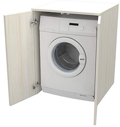 Ve.Ca. Waschmaschinenschrank mit Türen, aus Holz, Abdeckung für Waschmaschine/Trockner, verschiedene Farben, auch nach Maß, Waschküche, Badezimmer, Wohnkultur (Lärchenweiß)