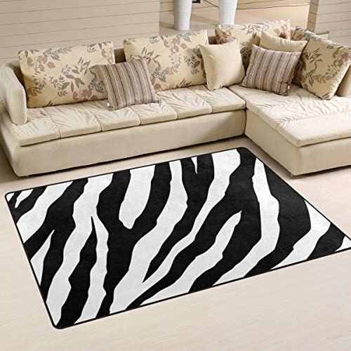 Use7 Teppich mit Zebramuster, für Wohnzimmer, Schlafzimmer, 50 x 80 cm, Schwarz / Weiß