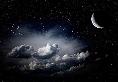 wandmotiv24 Fototapete Himmel Nacht Mond Sternen Wolken, M 250 x 175 cm - 5 Teile, Wanddeko, Wandbild, Wandtapete, M4823