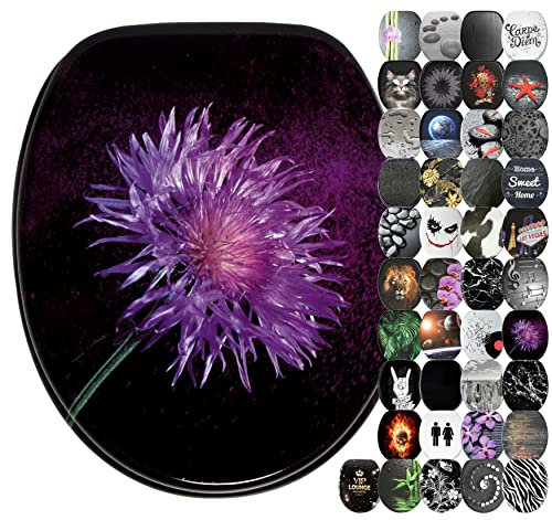 Sanilo Soft Close Toilet Seat, Wide Choice of Black Toilet Seats, Stable Hinges, Easy to Mount (Purple Dust)
