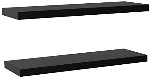 vidaXL 2X Schweberegal Freischwebend Wandboard Wandregal Hängeregal Bücherregal Regalbrett CD DVD Regal Deko Schwarz 120x20x3,8cm MDF