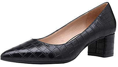 DREAM PAIRS Women’s Chunky Low Block Heels | 2 Chunky Block Heel, Closed Toe, Comfort Latex Padded Insole, Light TPR Sole, Working, Dress, Wedding Pumps Shoes