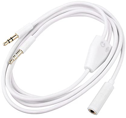 Audio Splitter Y Adapter 3.5mm Buchse auf Doppel 3.5mm Klinkenstecker Headset Mikrofon Adapter Audio Splitter Kabel kompatibel mit Kopfhörer, PC, PS4, Gaming Headset, Desktop usw (Weiß, 150CM)
