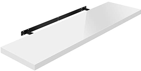 WOLTU Wandregal Volato Wandboard freischwebend hochglänzend weiß Schweberegal CD DVD Regal Bücherregal Holz Board 90x22,9x3,8cm RG9481ws