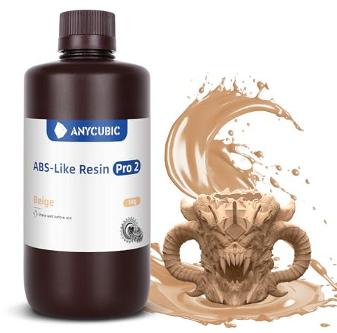 ANYCUBIC ABS-Like Resin Pro 2, 3D Drucker Resin mit erhöhter Festigkeit und Zähigkeit, Hoher Präzision und Geringe Schrumpfung, Weitgehende Kompatibilität mit allen Resin 3D Druckern (Beige,1000g)
