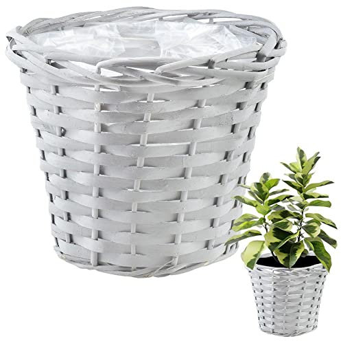 Vilde Übertopf Pflanzkorb Weidenkorb für Pflanztopf Blumentopf geflochten grau Boho-Stil 25x20 cm