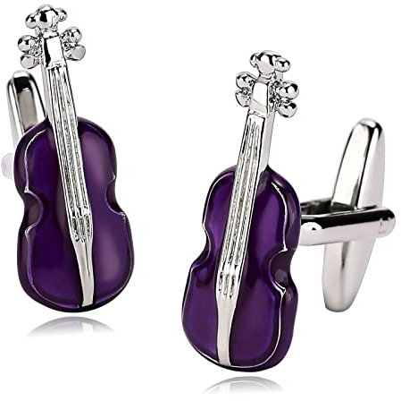 Manschettenknöpfe Herren Vintage, Manschettenknöpfe Herren Elegant Silber Lila Edelstahl Cufflinks Gitarre Schmuck Geschenk