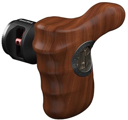 TILTA TA-AWH10-L-B-1 Advanced Left Side Wooden Handle + Rosette Adapter Adjustable Camera Cage Side Grip for Tilta A7M4 A7S3 R5/R6 S5 Cage (Type X Left Side Wooden Handle)