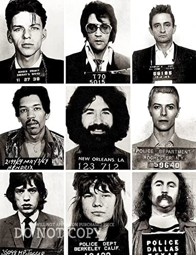 Most Famous Mug Shots In Music 8 X 10 - Stunning Mugshot Portrait Collage - Rare Photo - Poster Art Print