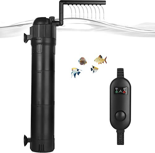 ITIY 5 en 1 Filtre UV d'aquarium, 800L/H 8W Pompe de Filtration Interne pour Aquarium avec minuterie, Filtre immergé réglable à 180 ° pour Petits Aquariums, Aquariums tropicaux, bacs à Tortues