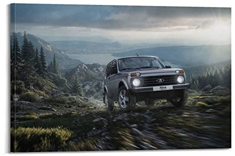 Auto-Poster Lada Niva 4 x 4 Offroad Suv Performance Racing Poster Dekorative Malerei Leinwand Wandposter und Kunstbild Druck Moderne Familie Schlafzimmer Dekor Poster 30 x 45 cm