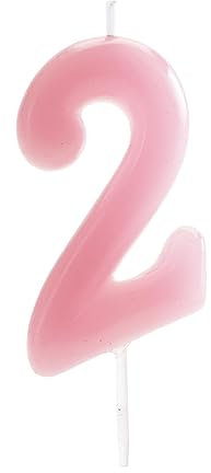 dekora - Originale Geburtstagskerzen Zahlen in Rosa - Kerze 2 Geburtstag Mädchen - Geburtstagskerze 2 Jahre