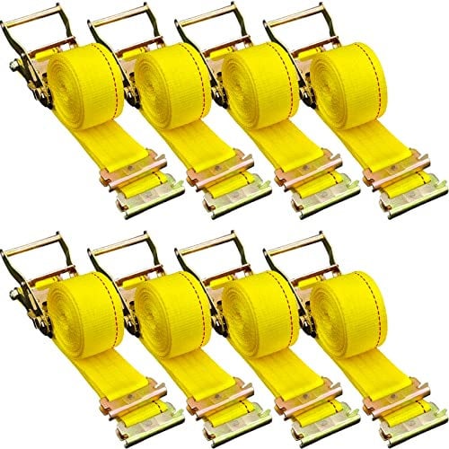 VEVOR Sangle à Cliquet Sans Fin Lot de 8 Sangles d'Arrimage E Résistance à la Rupture Maximale 1995,8 kg 0,05x4,6 m pour Sécuriser Cargaisons, Électroménagers, Équipement de Jardin, Moto, Déménagement