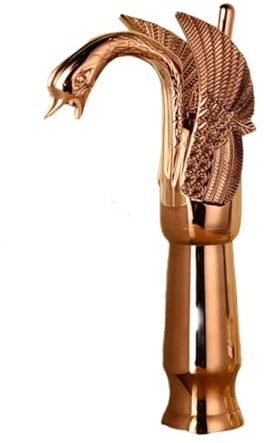 Wasserhahn Bad Badezimmer-Wasserhahn Goldener Waschbecken-Wasserhahn Hotel Heiß Und Kalt Alle Kupfer-Waschbecken-Wasserhahn Schwanen-Wasserhahn Roségold-Höhe