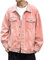 L9WEI Veste en jean pour homme, couleur unie, revers de mi-saison, veste en denim, automne, manches longues, veste de loisirs, mode streetwear, Rose, XXXL