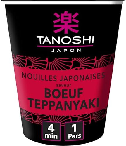 Tanoshi Noodles Cup Teppanyaki Beef 65g (Pack of 3)