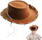 Muzrunq Kinder Cowboyhut breiter Krempe Brauner Cowboyhut Nicht gewebter Stoff Western Cowboy Hut mit Schnur Vollfarbener Cowboyhut für Dress Up Cowboy Party Halloween, rot
