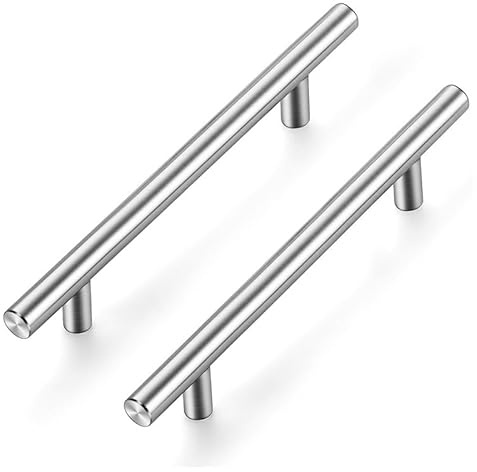 Ravinte 5 Stück Silber Möbelgriffe T Bar Griffe für Küchenschränke 128mm | Rostfreier Edelstahl, Gerader Stangengriff, Für Küchenschränke, Schubladen, Kommoden, Türen, Einfache Möbelaufwertung