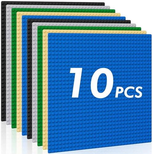 Mlikero 10 Pack Classic Baseplates Building Plates- Large 10 x 10 Building Bricks, Compatible with All Major Brands and Activity Table, for Builders Age 3+ (Multicolored)