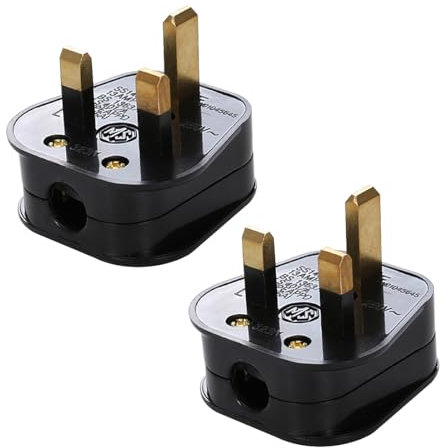 2 Pack 13 A Fused Mains Plugs 3 pin Plug, 250V Heavy Duty Electrical Plug Uk Safety Plug For Electrical Appliances (Black-2 Pack)