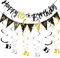 16 Geburtstag Junge Mädchen Partydeko Set, Happy Birthday Banner 16 Jahre,Sweet 16 Deko Luftschlangen,Deko 16 Geburtstag Mädchen Schwarz Gold,16. Geburtstage Junge Girlande Spiralen,Geburtstagsdeko 16