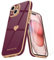 Teageo for iPhone 15 Case with 2 Screen Protector Heart Pattern for Women Girls Luxury Bling Plating Soft TPU Anti-Scratch Shockproof Bumper Phone Case for iPhone 15, Wine red