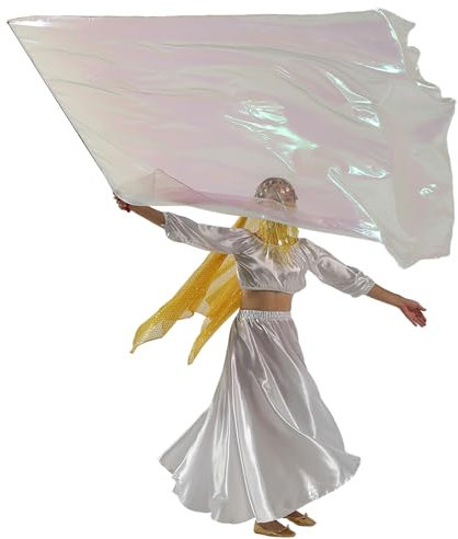 MUNAFIE Anbetungsfahnen 1 stück Lobpreis Tanz Fahnen Rechteck Flaggen mit Flexibel Fahnenstange für Tanzaufführung Kirche Transparentes Weiß