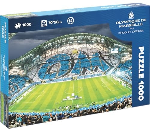 Megableu Puzzle Football Om Tifo Vélodrome - 1000 Pièces Officiel | Pour enfants dès 10 ans et adultes - Licence Olympique de Marseille, format 70 x 50 cm à encadrer après assemblage