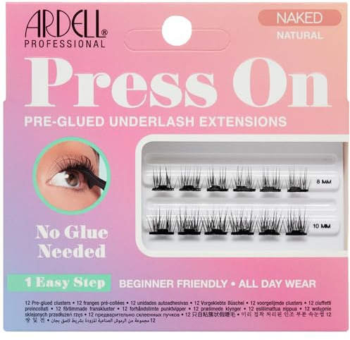 Ardell Lot de 12 extensions de cils pré-collées à presser - Kit d'extension de cils naturels nus - Kit d'extension de cils à faire soi-même - Longueurs assorties