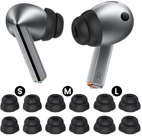 Delidigi Galaxy Buds3 Pro Eartips, 6 Paar Doppelflansch Silikon ohrstöpsel Aufsätze Ersatzteile Zubehör Kompatibel mit Samsung Galaxy Buds3 Pro 2024 S/M/L (Schwarz)