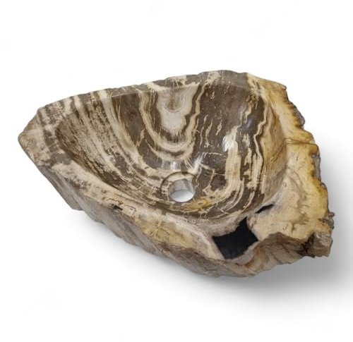 Lavabo in legno pietrificato – Lavandino in pietra naturale – Legno fossile con venature uniche e una varietà di colori – ogni pezzo è un pezzo unico assoluto (#32)